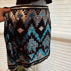 Rock & Republic Black and Blue Sequin Pencil Skirt